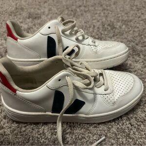 White Veja Sneakers with Red and Blue Accents